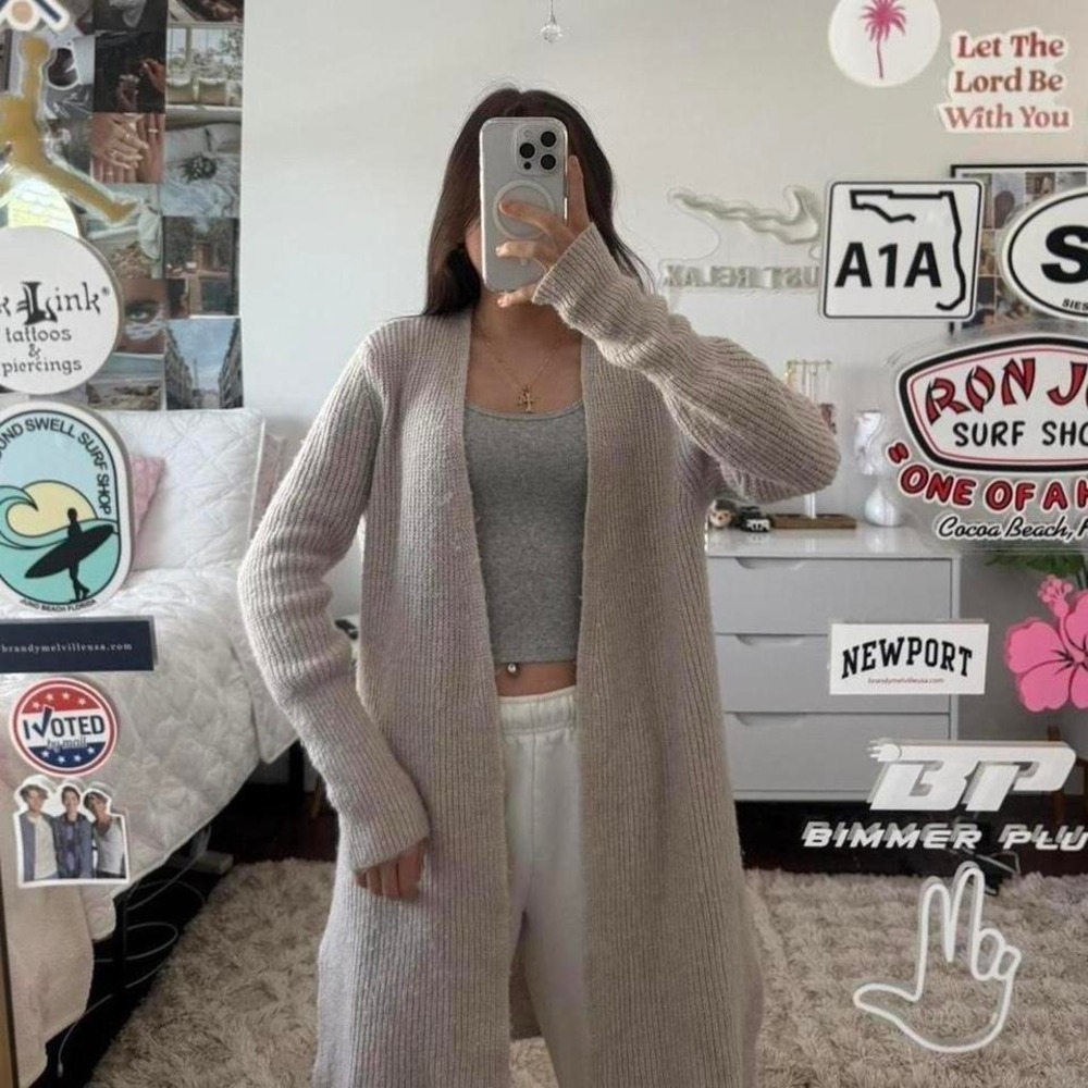 cream knit cardigan sweater with pockets